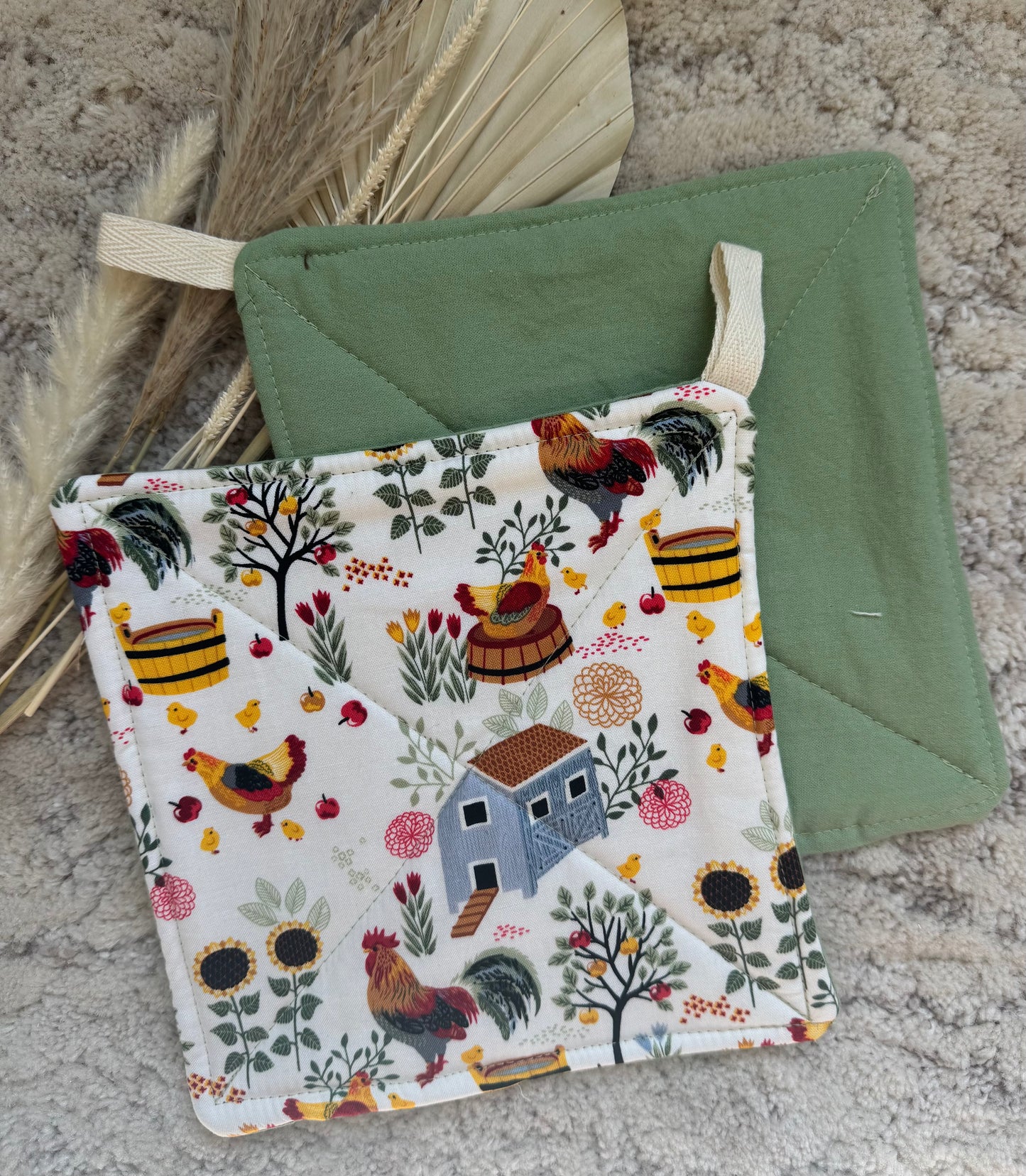 Farmyard Morning Potholder Set