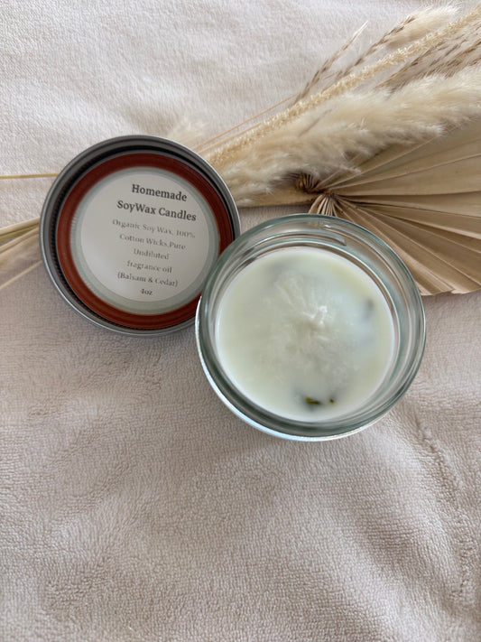 Homemade Soy Wax Candle - Balsam & Cedar